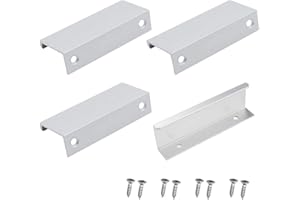 VIKSAUN Lot de 4 poignées de tiroir dissimulées à l'arrière pour porte de cuisine, tiroir, armoire Couleur : 65 mm (argenté)