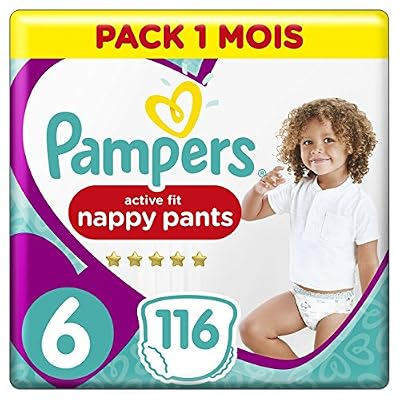 Pampers - Active Fit Pants - Couches-culottes Taille 6 (+15 kg) - Pack 1 Mois (x116 culottes)
