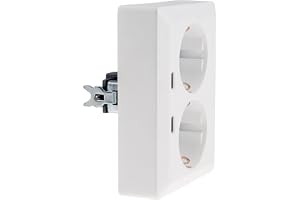 USB-C-uttag med dubbla portar (1 till 2) för infälld montering i en vanlig väggdosa, 250V~/16A, snabbladdningsfunktion