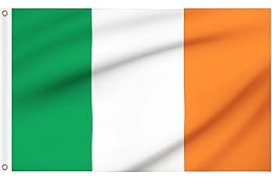 WOILTRYN Irish Flag 5ft x 3ft for St. Patrick's Day Irish Decorations, Large Ireland Flags with Brass Eyelets for Six Nations Rugby Sports Football Events Party Decorations