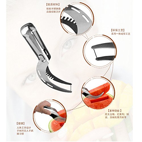 Bigood Melonenschneider Watermelon Slicer Schneider Wassermelone Entkerner Ausstecher - 6