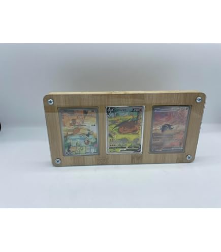 Bambus-Kartenständer Für PSA-gradierte Sammelkarten – Mit UV-Plexiglas, Maße 14,5x12,5x2 Cm