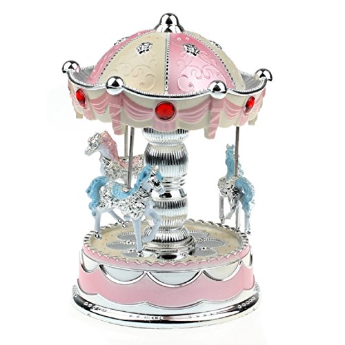 Tonsee® Merry-Go-Round Music Box Christmas Birthday Gift Carousel Toddler Toys (Pink)