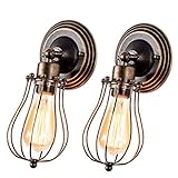  Apliques de Pared Vintage Ajustable Metal Lampara Rustica Retro Lámpara Industrial de Pared E27 para la Salon, Cocina, Desván, Restaurante, Cafe, Club Decoración(Bombillas No Incluidas) (Oil Bronce 2 Packs)