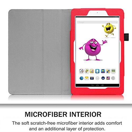 Fintie Odys Junior Tab 8 Pro Hülle Case – Slim Fit Folio Kunstleder Schutzhülle Cover Tasche mit Ständerfunktion und Stylus-Halterung für Odys Junior Tab 8 Pro 20,3cm (8 Zoll) Tablet-PC, Rot - 5