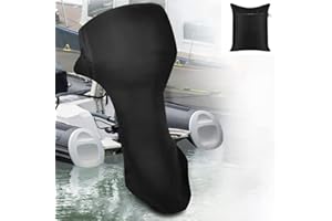 Cubierta para motor de barco fuera de borda Skyour impermeable cubierta para motor de barco polvo Rian UV para 15-20HP (53 x 57 x 47 pulgadas para 15-20HP, negro)