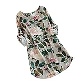 Material: poliéster QUICKLYLY Vestido de Mujer Tallas Grandes Estampado Floral Mini Vestido Fiesta Manga Larga (M, Biege)...