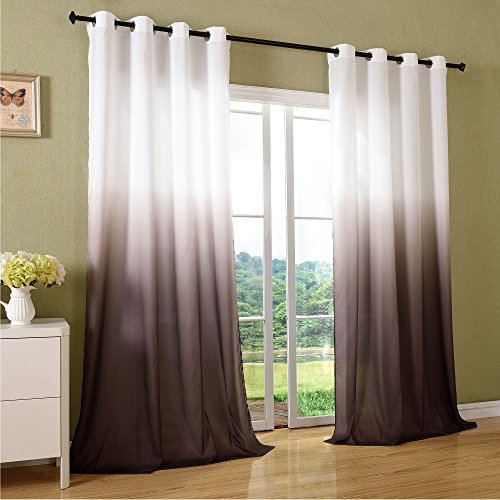 Schal blickdicht Vorhang Ösen Gardine Microsatin Farbverlauf Microfaser, 2 Stück 245x140, Braun, 204252