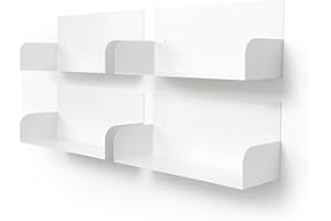 D-Segno - Mensola da muro in metallo, Libreria da parete, Kit di 4 mensole, Libreria a muro porta libri, design moderno, Made in Italy (Bianco)