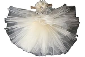 MATISSA Newborn Baby Tutu Clothes Skirt Headdress Flower Photo Photography Prop Outfit (Ivory/Cream) (Ivory/Cream)
