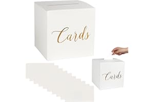 WNXBFO Wedding Card Box with 10 Cards, 22cm White Card Box, Cards Boxs Wedding for Party, Graduation, Baby Shower, Raffle, Vote Fundraising, Birthday Decoration