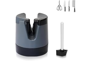 Baymate Afilador De Cuchillos Ventosa Tipo Knife Sharpener Multifuncional Herramientas De Afilador Al Desgaste Adecuado para Cuchillos de Filo Fijo Cuchillos Dentados y Tijeras Gris
