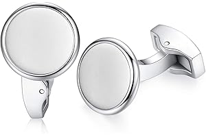 HONEY BEAR Herren Weiß Perle Schale Stein/Schwarz Achat Onyx Manschettenknöpfe Cufflinks Edelstahl Manschettenknopf für Hemd, Hochzeit Geschäft Geschenk,MEHRWEG