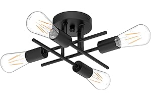 K-Bright Plafoniera retrò 4 bracci 4 luci plafoniera regolabile lampadario soggiorno, sala da pranzo, cucina, lampadario può utilizzare una varietà di lampadine massimo 40W (Nessuna lampadina).