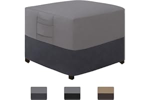 Easy-Going Outdoor Ottoman Cover, Waterproof Patio Ottoman Cover, Heavy Duty Patio Square Side Table Cover, Outdoor Furniture Cover with Padded Handles (25"x25"x17", Gray/Dark Gray)