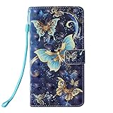 Phcases 3D Colorful Painting Phone Case for Samsung Galaxy S10 Lite Premium PU Leather Wallet Bumper Cover with Card Slots, Kickstand Feature, Magnetic Closure-Butterfly.