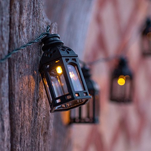 16er LED Solar Lichterkette Marokkanische Laterne schwarz