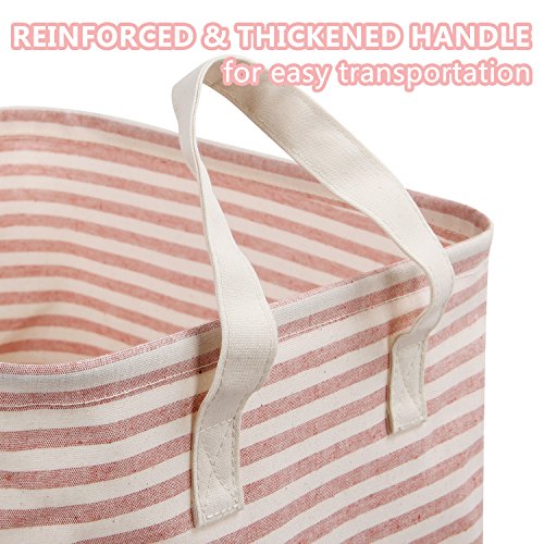 Lifewit Faltbar Wäschekorb Wäschesammler Wäschebox Laundry Taschen Haushalt Organizer Korb Wasserdicht Polyester Rund Groß Rosa/Beige - 3