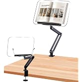 Coverzone Ayarlanabilir Masa Kenarı Kitap ve Tablet Standı &ndash; 360&deg; D&ouml;nebilen, 87.5cm Y&uuml;kseklik Ayarlı, Kelep&ccedil;eli Metal Kol, Şe
