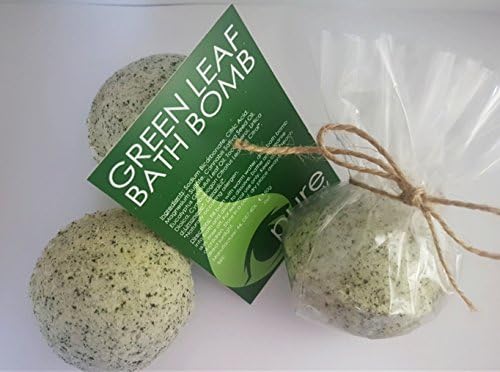 Green Leaf bath bomb - Natural, Organic Vegan, with Epsom salts and unrefined Hemp Seed Oil. 100% Lemongrass and Eucalyptus Essential Oils