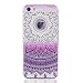 Produktbild iPhone SE Handyhülle, iPhone 5 Hülle, iPhone 5S Schutzhülle, MUTOUREN Durchsichtig TPU Silikon Case Cover Ultradünne Etui Crystal Transparent Weich Flexibel Rückdeckel Kratzfeste Stoßdämpfende Indische Sonne Henna Mandala, Dunkel Lila