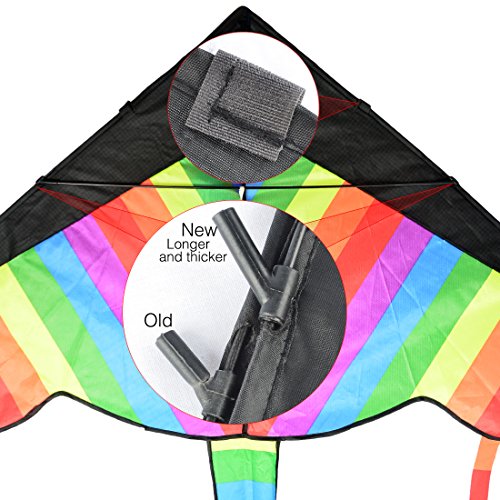 Foxom 2Pcs Rainbow Kite for Kids, Girls, Boys, Toddlers - Most Popular Outdoor Toys, Huge Kite with 50m/164 Feet Flying Line