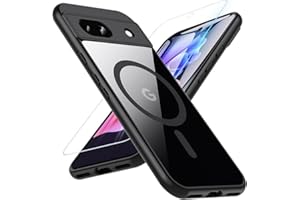 OWKEY Coque pour Google Pixel 8a, Compatible avec MagSafe avec Verre Trempé, Magnétique Protection Pixel 8a Transparent Étui Arrière Housse Fine Antichoc Extérieur Case pour Google Pixel 8a, Noir
