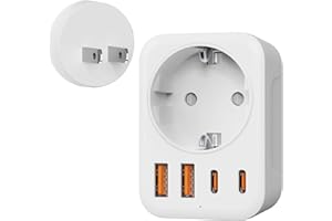 Denlane Adapter Japan, 5 in 1 Reiseadapter Japan mit 1 AC & 2 USB-C & 2 USB-A (17W), 2-Polig Typ A Stecker für USA, Kanada, China, Japan,Thailand, Mexiko, die Philippinen - Reisestecker Typ A
