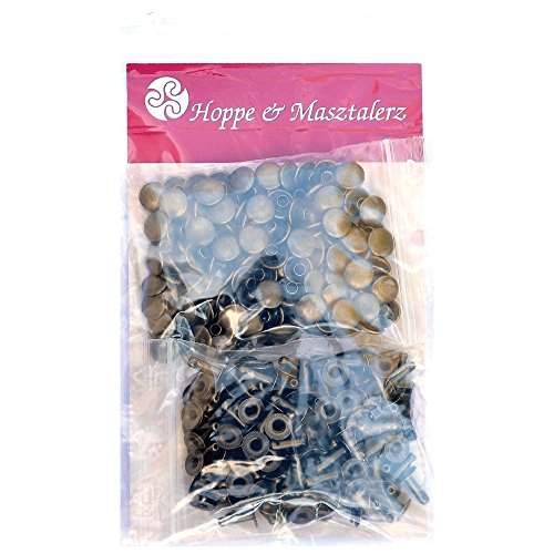 150 Doppel-Hohlnieten Nieten Ziernieten 9mm (9/10) aus Eisen (nickel frei), Finish: messing-antik - 2