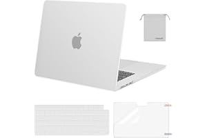 MOSISO Etui kompatybilne z MacBook Air 38.1 cm 2024 2023 M3 A3114 M2 A2941 Chip Liquid Retina Display Touch ID, plastikowa twarda obudowa i osłona klawiatury oraz osłona ekranu i torba do