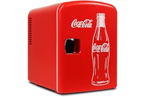 KOOLATRON Mini Fridge For Bedrooms 4L Small Fridge 6 Can Table Top Quiet Mini Fridges For Skincare Office Food Drinks Kids Home Car & Travel 12v Portable Cooler Refrigerator by Coca-Cola, Red