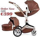 Hot Mom Poussette combinée poussette et nacelle 2020 Nouveau design - Marron