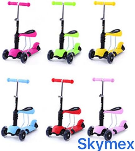 3 in 1 Scooters for all Ages 1-6 ,6-10 Gift Flashingwheel Mini Maxi Toddler Kick Kid Toys present gift ideas (RED)