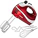 Produktbild Savisto 300W Elektrisches Handmixer mit Quirl, Knethaken und Schneebesen Aufsatz - 5 Geschwindigkeitsstufen und Turbotaste Handrührgerät - Rot / Grau