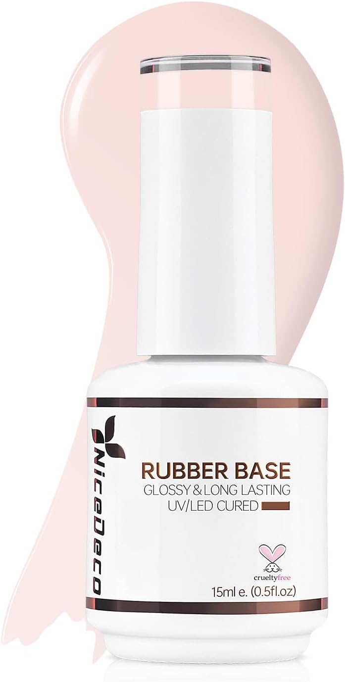Nicedeco Base Rubber para Uñas Esmaltes Semipermanentes en Gel Base de Caucho UV/LED Soak-Off Colores Vibrantes y Duraderos 15ML 06