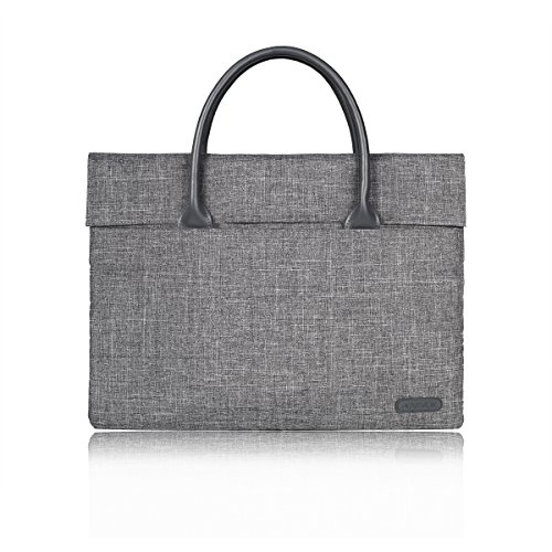 Arvok 15-15,4 Zoll MacBook Pro/Retina Tasche Hülle Schutzhülle Laptoptasche Laptophülle Huelle Aktentasche Canvas-Gewebe Mit PU Leder LaptopSleeve Mit Griff Reißverschluss-Tasche Für Ultrabook/Ultra Slim Netbook/ Tablet , Grau