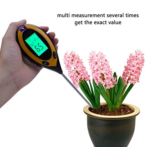 RCYAGO 4 in 1 Erde Feuchtigkeit Meter Boden PH-Wert Boden Temperatur und Sonnenlicht Intensität Tester für den Garten Landwirtschaft Indoor Outdoor - 6