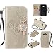 Produktbild Honghushop Handyhülle für Samsung Galaxy J3 2016 Eule Hülle Bling Süße Eule Strass PU Leder Tasche Flipcase Handyhülle Flip Brieftasche Case Wallet Cover Tasche Schutz Hüllen Stand Funktion Kreditkarte ID Card Slots Magnetverschluss Magnet und Weich TPU Innere Case für Samsung Galaxy J3 2016 SM-J320F / J3 2015 - Gold