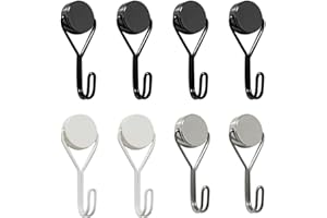 ATBUSS 8 sztuk haczyków magnetycznych, super mocne haczyki, haczyki kuchenne, nierdzewne metalowe haczyki, przenośne haczyki magnetyczne, praktyczne gadżety do kuchni, biura, sypialni (czarne, białe,