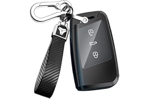 ontto Etui na kluczyki samochodowe pasuje do VW Magotan Passat B8, Golf Arteon Atlas, pasuje do Skoda Superb A7 Kodiaq, etui na klucze, metal, etui ochronne, pilot zdalnego sterowania, brelok, akcesoria, kolor czarny