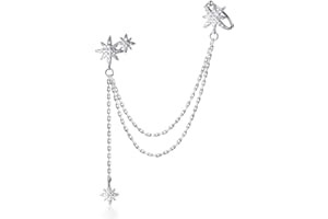 SLUYNZ 925 Argento Moda Stella Polsino Orecchino Catena per le Donne Ragazze Adolescenti Stella Leccapiedi Orecchini Avvolgere