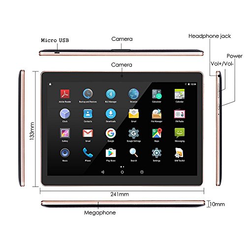 LNMBBS 3G Tablet de 10.1 Pulgadas HD (WiFi, 2 GB de RAM, 16GB de Memoria Interna, Quad-Core, Android 5.1 Lollipop), Color Negro ...