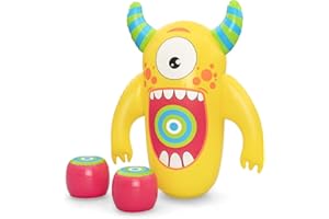 Bestway Monster Knock Out Bop Bag | Kids Boxing Set with Inflatable Gloves, Bounce Back Inflatable Punching Toy 1.20 m,Yellow,99 x 51 x 120 cm