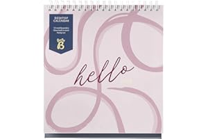 Busy B 2026 Desk Calendar – Jan to Dec, Pink Ribbon 2026 Calendar with Built-in Stand & Flip-Top Binding - Desk Calendar for Office or Home - Year Planner with Pockets for Organised Planning