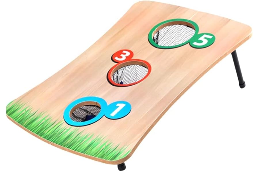 Unibos Bean Bag Toss Game for Kids – Wooden Cornhole Set with 6 Bean Bags – Indoor & Outdoor Garden Party Game – Foldable Carnival Throwing Game for Birthday Parties, Family Fun & BBQs