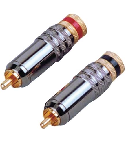 Aerzetix Set Di 2 Connettori RCA Maschio Dorati 47mm Con Molla Proteggi-cavo - Per Amplificatori, Altoparlanti, Subwoofer - Da Saldare