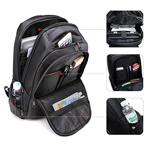 SLOTRA Laptop Rucksack Wasserdicht M  nner Arbeiten Business School Rucksack 15 6-Zoll-Computer-Rucksack Polster Laptopfach Schwarz