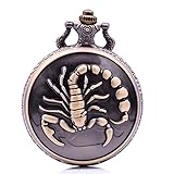 Taschenuhr, Vintage-Stil, Skorpion, Quarz-Taschenuhr, analoger Anhänger, Halskette, Taschenuhr, Bronze-Geschenk