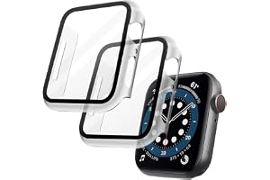 OFFCUP 2 st PC-fodral, kompatibelt med Apple Watch Serie 9 8 7, 41 mm, ultratunt, genomskinligt härdat glas för iWatch serie 9 8 7