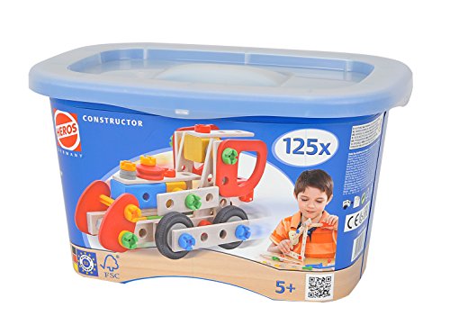 Preisvergleich Produktbild Eichhorn / Heros 100039033 - Constructor, Lok 125 teilig, bunt - Holz-Konstruktionsset - 9 verschiedene Modelvarianten baubar - Made in Germany